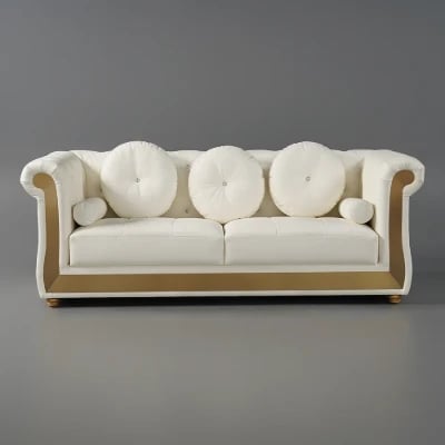 Picture of Delora Luxe Harmony Sofa – White with Gold Accents