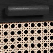 Zaria - Natural wood storage unit with rattan fronts.