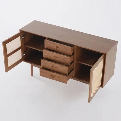 Classy - Natural wood with Rattan sideboard