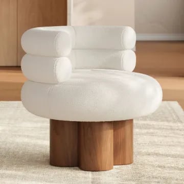 Picture of Polla Round Lounge Chair – Triple Backrest & Solid Wood Base
