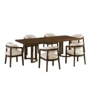 Noraya Dining Set – Natural Wood with Upholstered Chairs