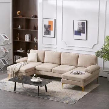Picture of Mocha L-Shaped Sectional – Natural Wood Base