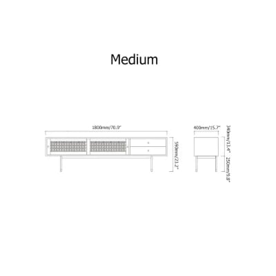 Ratta Modern Green TV Stand for 70 inch TV with 2 Drawers & 2 Doors