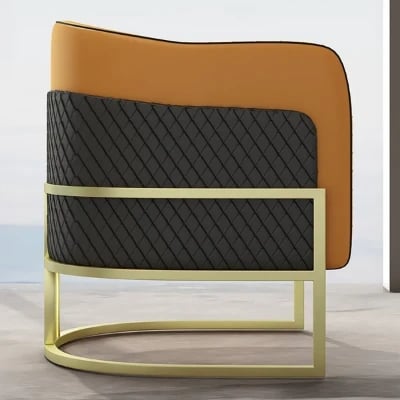 Picture of Zayra Accent Chair –  Leather with Gold Metal Base