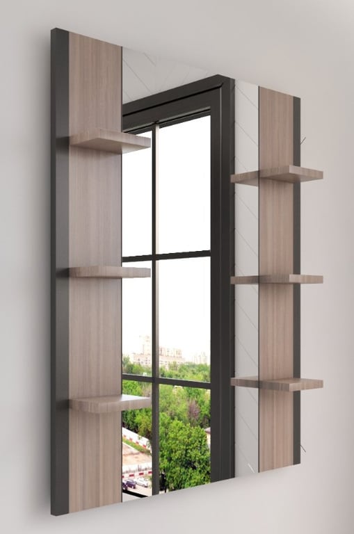 Picture of Giulia – Natural Wood Mirror with Multi-Use Storage Shelves