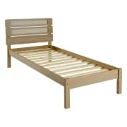 صورة سولِين – سرير مفرد من الخشب الطبيعي مع لوح رأس عصري بألواح متوازية