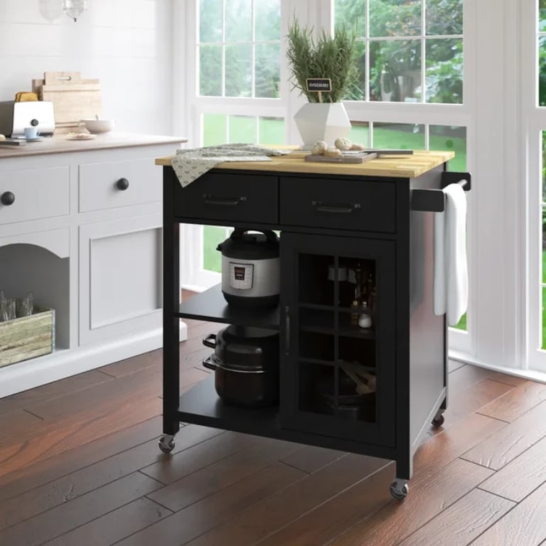 Plippi Wood Rolling Kitchen Cart