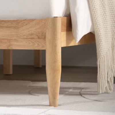 Mason – Upholstered Bed with Natural Wood Frame