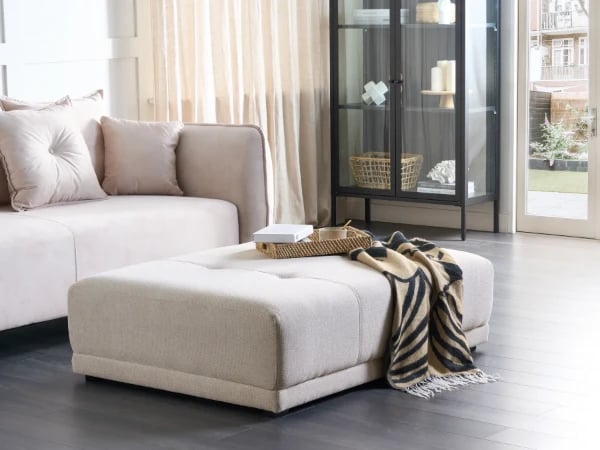 Maven Ottoman – Elegant Tufted Design in Natural Wood