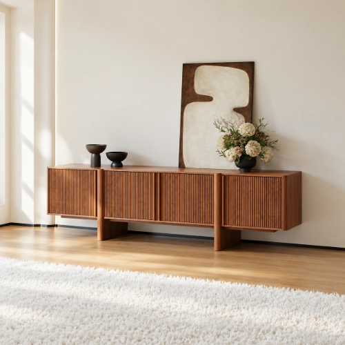 Orvexa Natural Wood TV Unit – Minimalist Design