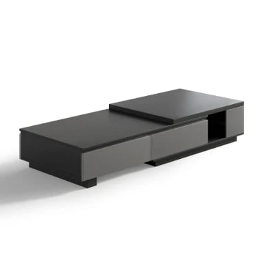 Cylora Coffee Table with Hidden Drawers – Natural Wood