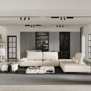 Picture of Segal Natural Wood Lounge Sofa – Flexible Leather Seating