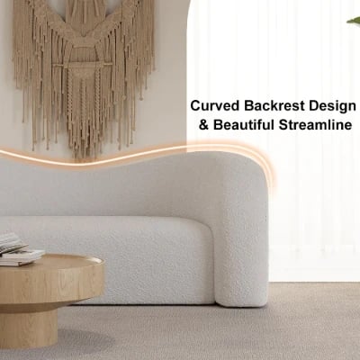 Lunaro Curved Bouclé Sofa – Modern Two-Seater Design