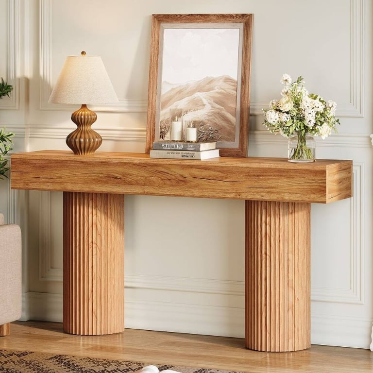 صورة أڤيرا طاولة جانبية – خشب طبيعي مع أرجل أسطوانية مستديرة