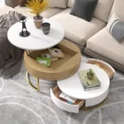 Picture of Valiro Natural Wood Coffee Table – With Sliding Drawers & Artistic Design