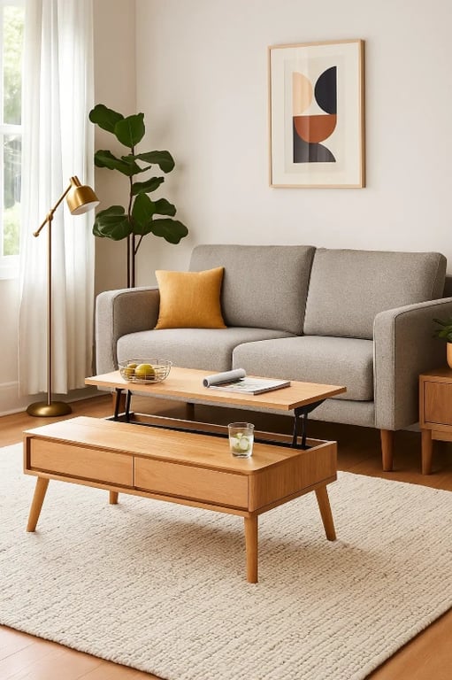 Malibu Lift-Top Coffee Table – Natural Wood & Multi-Functional Design