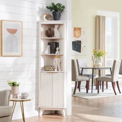 صورة خزانة حمام خشب طبيعي - برونز