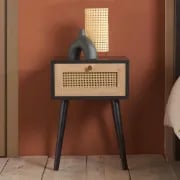 Lunita – Natural Wood & Rattan One-Drawer Bedside Table