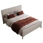 Vestra Channel Tufted Upholstered Bed-Natural Wood