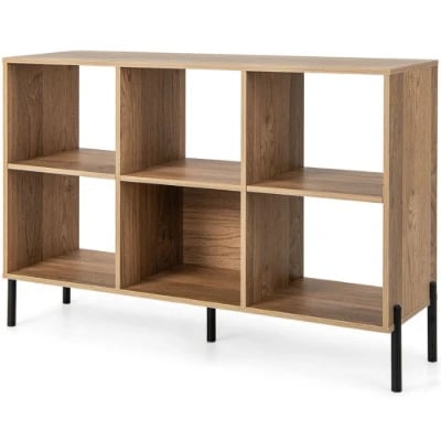 Levo – Modern Natural Wood 6-Cube Display Bookcase