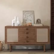 Classy - Natural wood with Rattan sideboard