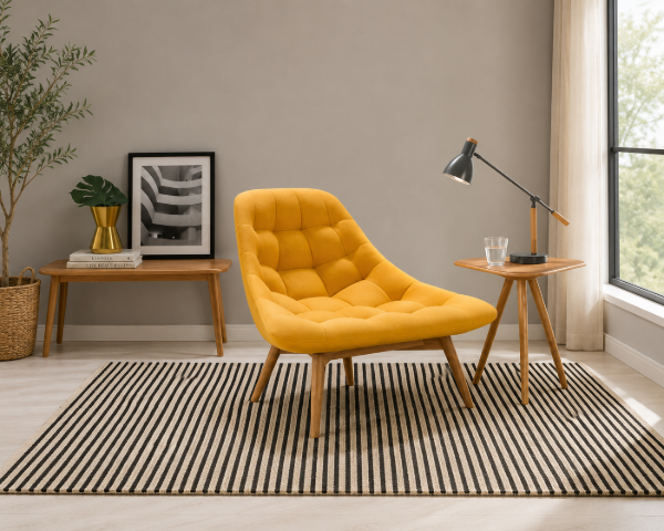 Elton Upholstered Natural wood chair