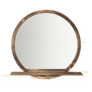 Picture of Keku Natural wood Round Mirror - Mounted