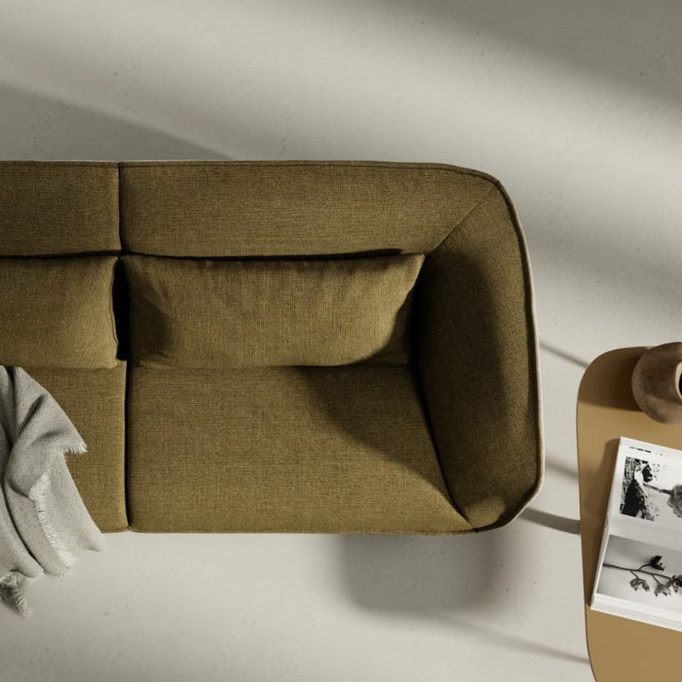 Modara – Dual-Tone Lounge Sofa with Natural Wood Base