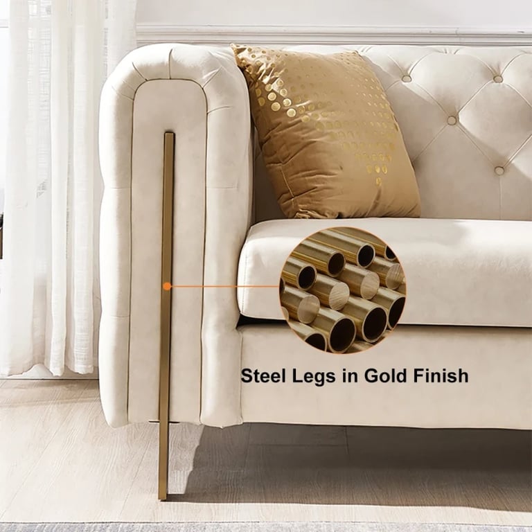 Évianne – Sofa & Armchair Set with Elegant Gold Accents