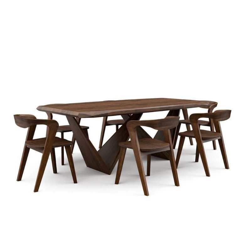 Virel Dining Set – Sculptural Natural Wood Design