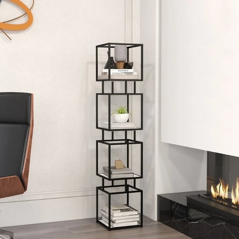 Lumière Display Shelf – Black Metal Frame with Minimal Design.