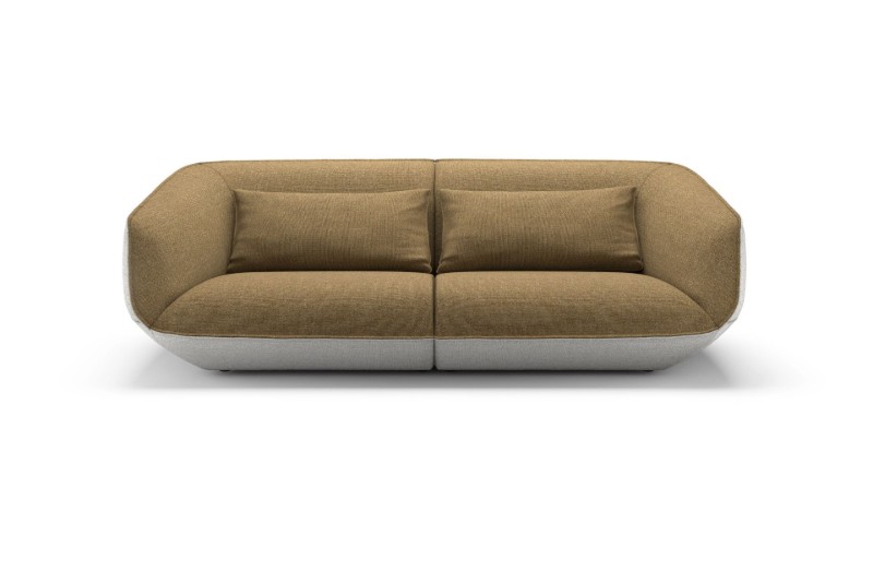 Modara – Dual-Tone Lounge Sofa with Natural Wood Base