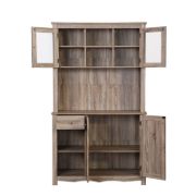 Dodwle Dining Hutch Classic Storage Cabinet with Glass Doors - Natural Wood