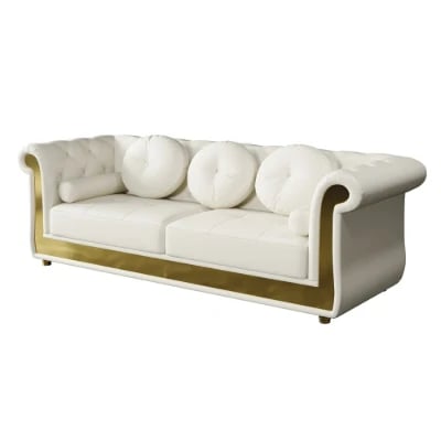 Picture of Delora Luxe Harmony Sofa – White with Gold Accents