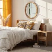 Amane Round Solid Wood Wall Mirror