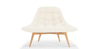 Elton Upholstered Natural wood chair White