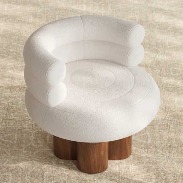 Picture of Polla Round Lounge Chair – Triple Backrest & Solid Wood Base