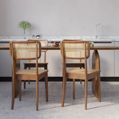 Picture of Lyna Handwoven Cane & Wood Chair – Classic Natural Elegance