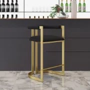 صورة كرسي بار كليمان – إطار ذهبي مع مقعد مُبطّن