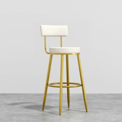 Élysée Bar Stool – Gold Frame with Padded Backrest