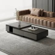 Cylora Coffee Table with Hidden Drawers – Natural Wood