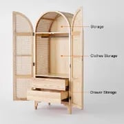 Picture of Milan Wardrobe natural wood with rattan