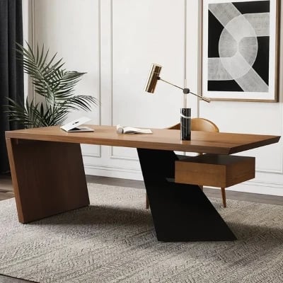 Picture of Zekar – Natural Wood Accent Desk with Handcrafted Knot-Inspired Top