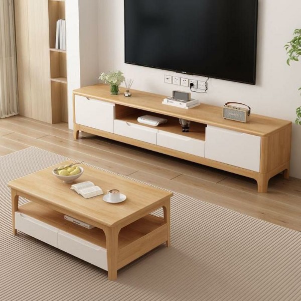 Almora TV Unit – NaturalWood with Drawers & Scandinavian Style