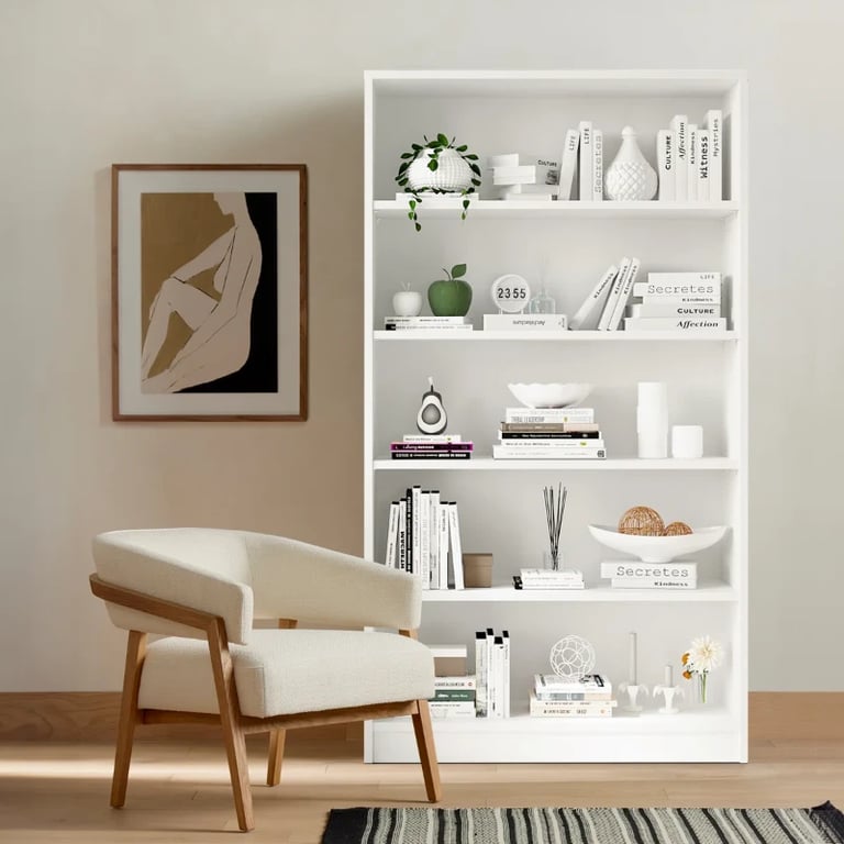 Cremorne – Modern White Natural Wood Bookcase