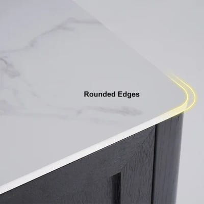 Lisco Sideboard – Natural Wood with Marble Top and Golden Handles