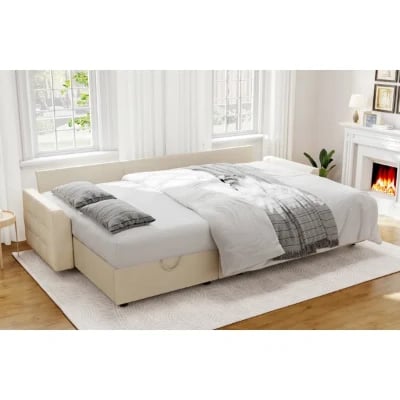 صورة بلايكيلي – كنبة زاوية من الخشب الطبيعي قابلة للتحول إلى سرير