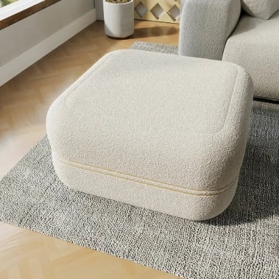 Dario Ottoman – Upholstered Design with Natural Wood Frame