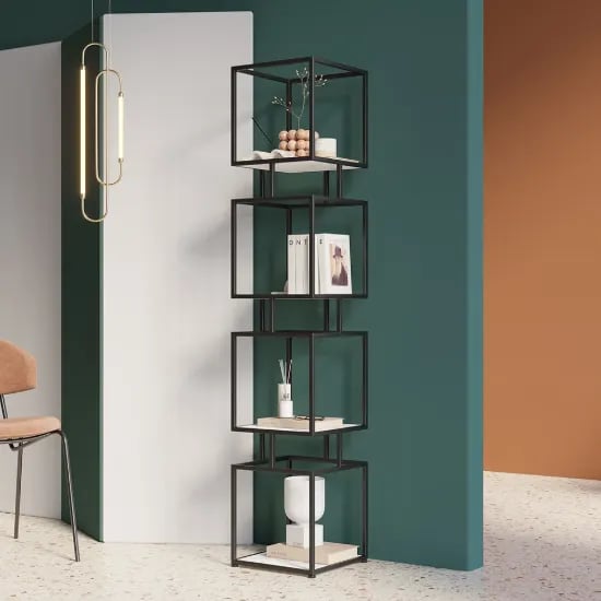 Lumière Display Shelf – Black Metal Frame with Minimal Design.