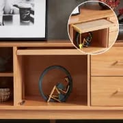 Picture of Lunari Natural Wood & Rattan TV Stand – Modern with Sliding Doors